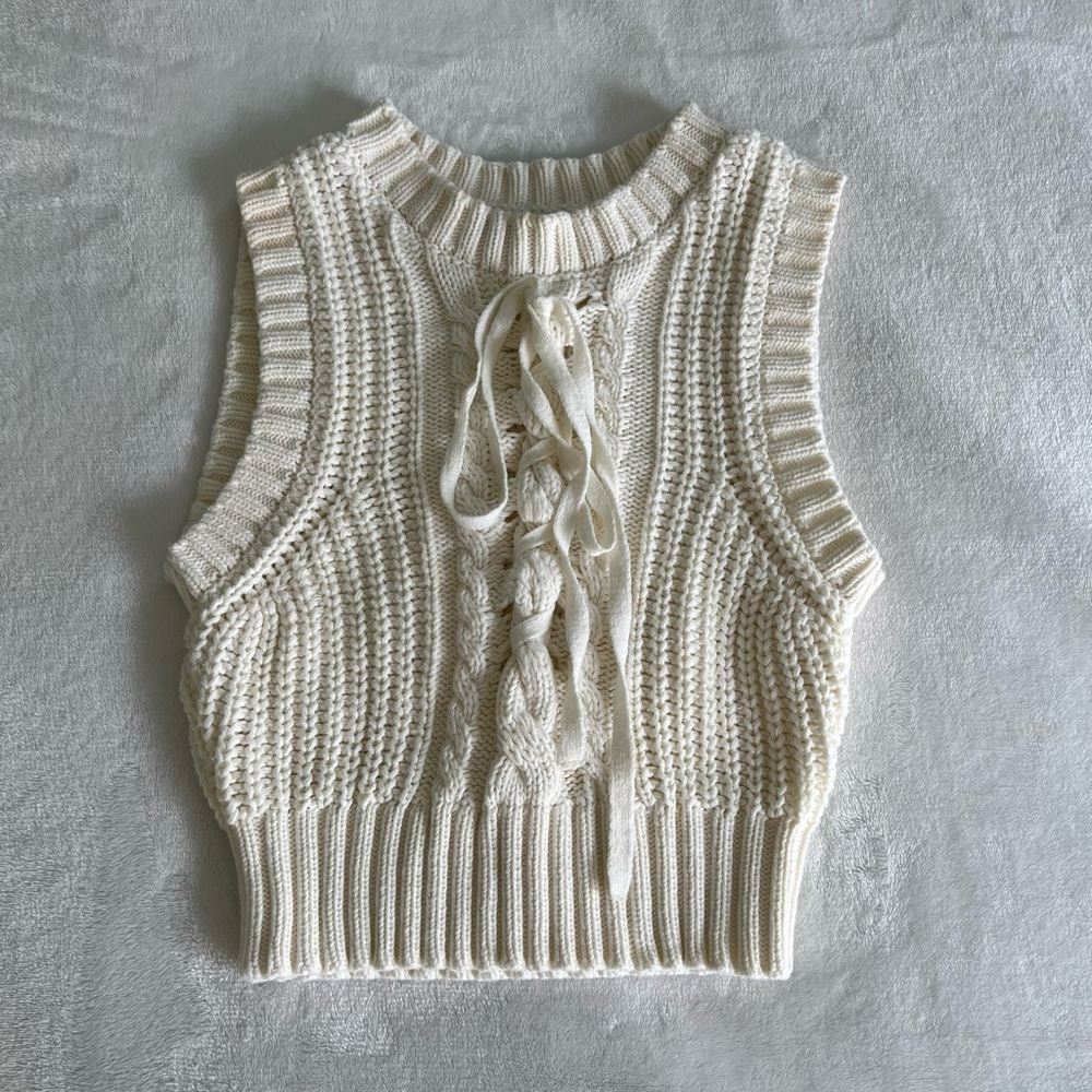 Forever 21 Lace-Up Knitted Sweater Vest